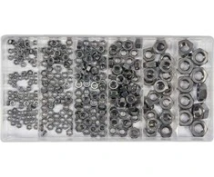 YATO Rinkinys METRICINIAI NERŪDIJANTI RIEŠUTAI 300 vnt. MIX M3, M4, M5, M6, M8, M10