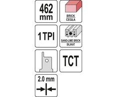 YATO pjūklo geležtė SILIKTATUI IR KERAMINIAI BLOKAI 462mm
