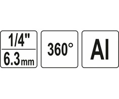 Yato Toya Sa Poland Pneumatinė jungtis šarnyrinė 360° | 6.3 mm (1/4") vidinis / išorinis sriegis (YT-24130)