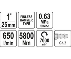 YATO PNEUMATINIS SPŪGINIS VERŽTAKLIS 1 "5800 Nm