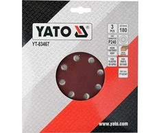 Toya Sa Poland Šlifavimo popierius {velcro) apvalus | su skylėm | 180 mm / P240 | 3 vnt. (YT-83467)