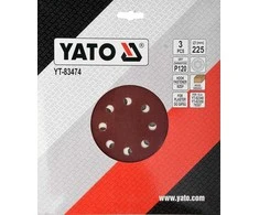 Toya Sa Poland Šlifavimo popierius {velcro) apvalus | su skylėm | 225 mm / P120 | 3 vnt. (YT-83474)