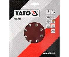 Toya Sa Poland Šlifavimo popierius {velcro) apvalus | su skylėm | 180 mm / P150 | 3 vnt. (YT-83465)