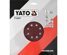 Toya Sa Poland Šlifavimo popierius {velcro) apvalus | su skylėm | 225 mm / P60 | 3 vnt. (YT-83471)
