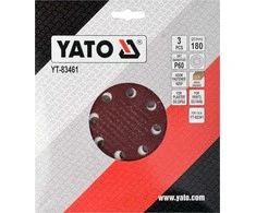 Toya Sa Poland Šlifavimo popierius {velcro) apvalus | su skylėm | 180 mm / P60 | 3 vnt. (YT-83461)