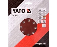 Toya Sa Poland Šlifavimo popierius {velcro) apvalus | su skylėm | 180 mm / P120 | 3 vnt. (YT-83464)