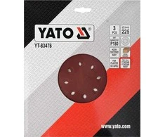 Toya Sa Poland Šlifavimo popierius {velcro) apvalus | su skylėm | 225 mm / P180 | 3 vnt. (YT-83476)