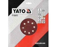 Toya Sa Poland Šlifavimo popierius {velcro) apvalus | su skylėm | 225 mm / P100 | 3 vnt. (YT-83473)