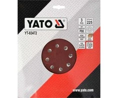 Toya Sa Poland Šlifavimo popierius {velcro) apvalus | su skylėm | 225 mm / P80 | 3 vnt. (YT-83472)