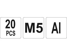 YATO ALIUMINIO KNIEDĖS VERŽLĖS M5 /20 vnt.
