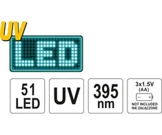Yato Toya Sa Poland UV žibintuvėlis ir akiniai kondicionavimo sistemos nuotėkio aptikimui | UV 21 LED (YT-08581)