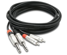 Hosa Kabelio žarnos lizdas 6,3 mm x2 - RCA (Cinch) x2 0,91m sidabrinė (HPR-003X2)