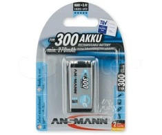 Akumuliatorius 6HR61 (E-Block, R22, 6R61, 6F22) 8.4V 300mAh Ni-Mh ANSMANN