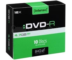1x10 Intenso DVD-R 4,7GB 16x greitis, plonas dėklas
