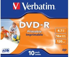 DVD-R Verbatim [ brangakmenių dėklas 10 | 4,7 GB | 16x | spausdinimui ]