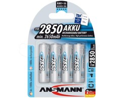 1x4 Ansmann NiMH dešinė. 2850 Mignon AA 2650 mAh baterija