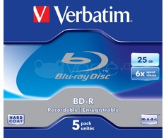 VERBATIM 5x BD-R 25GB 6x Jewel Case baltas mėlynas paviršius