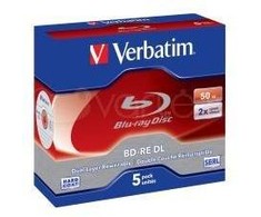 VERBATIM 5x BD-RE Dual Layer 50GB 2x Jewel Case baltas mėlynas paviršius