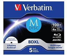 1x5 Verbatim M-Disc BD-R Blu-Ray 100GB 4x Speed rašalinis spausdinimas. JC