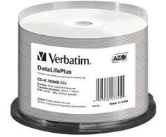 VERBATIM 43745 CD-R Verbatim 50vnt, 700MB, 52x, verpstė Baltas PLATUS SPAUSDINAMAS PAVIRŠIAUS