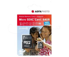 AgfaPhoto Micro SDXC UHS-I 64GB didelės spartos 10 klasės U1 + adapteris