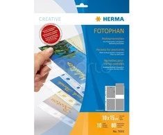Herma atvirukų kišenės 10x15 10x4 lakštai skaidrūs 7695