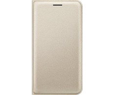 Samsung Galaxy J1 (2016) Flip atverčiamas dėklas - piniginė (Auksinis)