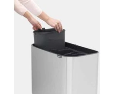 Šiukšlių dėžė Brabantia Bo Touch, 3 x 11 l, Matinė plieno spalvos