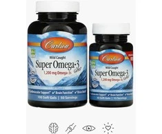 Carlson Lab SUPER OMEGA-3 - norvegiški žuvų taukai su Omega-3, didelė koncentracija, 100+30 kapsulių