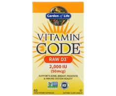 Garden of life Vitamin Code Raw D3 - Vitaminas D3 visavertis su antioksidantais, fermentais ir probiotikais. Bioaktyvus kompleksas, 120 vegkapsulių