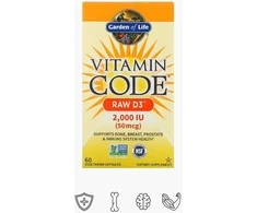 Garden of life Vitamin Code Raw D3 - Vitaminas D3 visavertis su antioksidantais, probiotikais ir fermentais. Bioaktyvus kompleksas 60 vegkapsulių