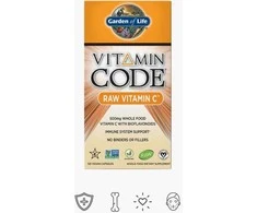 Garden of life Vitamin Code RAW VITAMIN C - Vitaminas C visavertis su antioksidantais, probiotikais ir fermentais. Bioaktyvus kompleksas,120 vegkapsulės