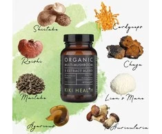 KIKI Health Organic Multi-Mushroom - 8 Funkcinių Grybų ekstraktų kompleksas- stipraim imunitetui, 60 vegkapsulių