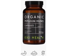 KIKI Health Organic PSYLLIUM HUSKS - Natūralios Skaidulos žarnynui, 120 kapsulių