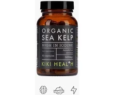 KIKI Health Organic Sea Kelp - Jodas Kelp iš organinių jūros rudadumblių, 90 kapsulių