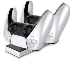 CP GameBox PS5 Divu ligzdu Lādētājs Dokstacija priekš Play Station 5 Pultīm ar USB-C &amp; LED gaismu Melna