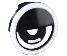 Elight CL1 Poratīvs Ceļojumu Telefona Klipša fiksācijas Led gaismas gredzens perfektam selfie ar batereju Melns