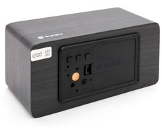 Evelatus EMC01 Digitāls Koka kubs Pulkstenis Modinātājs uzrāda mitrumu temperatūru + USB lādētājs Melna