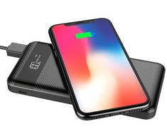 Evelatus EPB05 10000mAh Power Bank X2 USB / Micro USB-C Lightning + 10W bezvadu uzlādētājs Melns