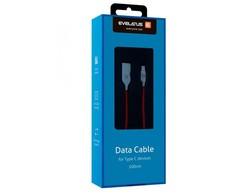 Evelatus TPC06 Neilona Pīts cinkota konektora USB uz USB-C Datu &amp; PD 20W uzlādes kabelis 1m Sarkans