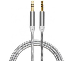 iLike AX1 Izturīgs Pīta vada 1m Aux Jack kabelis 3.5mm spraudnis uz 3.5mm spraudnis 2-line Sudraba (OEM)