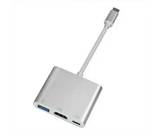 Fusion Accessories Fusion (3 viename) USB-C Multiport adapteris | USB 3.0 | HDMI | USB-C | sidabras
