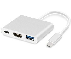iLike HD1 3in1 USB-C (Type-C) Ligzdas uz HDMI 4K / USB 3.0 / USB-C Siev. Audio &amp; Video Kabeļa Adapteris Sudraba (OEM)