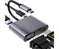 iLike HD5 4in1 Konverteris USB-C uz Hdmi 4K 30Hz / VGA monitors / USB 3.0 / USB-C PD 100W