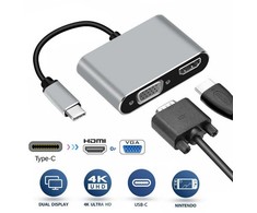 „RoGer“ USB-C multimedijos adapteris, HDMI 4K@30Hz / VGA 1080p / USB 3.0 / USB-C PD