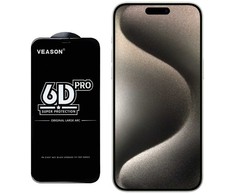 Red Pro Raudona Pro Raudonas PRO 6D Viso veido klijai 9H Grūdintas stiklas skirtas Apple iPhone 15 Plus su juodu rėmeliu