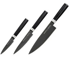 Samura MO-V Stonewash Set 3x universalūs peiliai (Chefs, Univesal, Paring) iš AUS 8 japoniško plieno 59 HRC