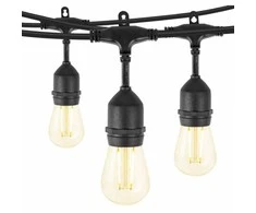 Visional 03-631 nokarenā LED Dārza virtene ar 15 ligzdām / 15m / solis 1m (bez spuldzēm) melna