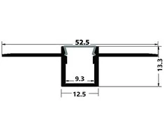 Avide įleidžiamas aliuminio U profilis 52.5x13.3mm su matiniu dangteliu, 1m