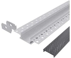 Avide įleidžiamas aliuminio U profilis 61x14mm su juodu dangteliu, 1m